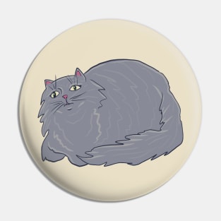 Fluffy Gray Cat Pin