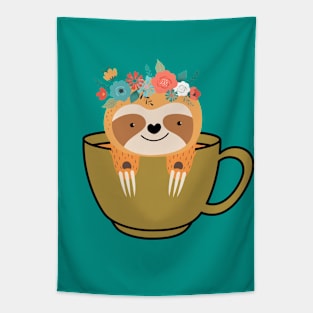 Sloths And Coffee Tapestry