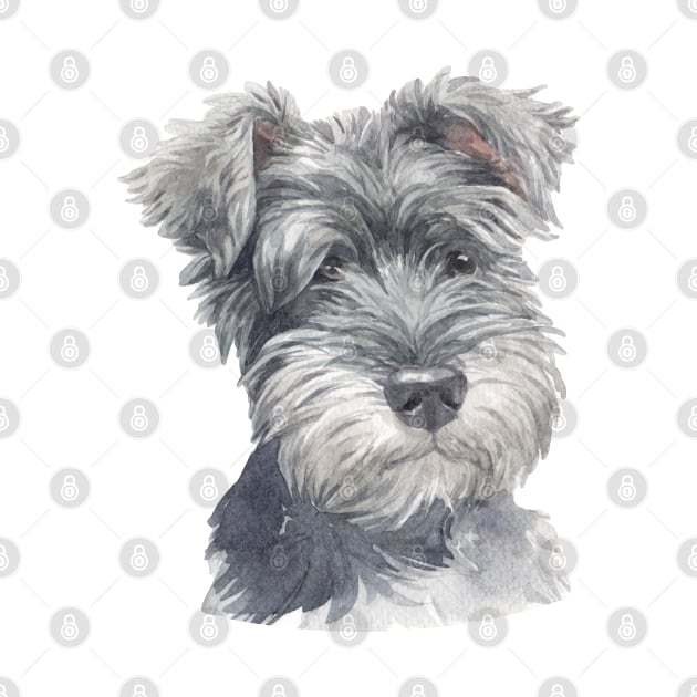 Cute Miniature Schnauzer Watercolor Art by doglovershirts