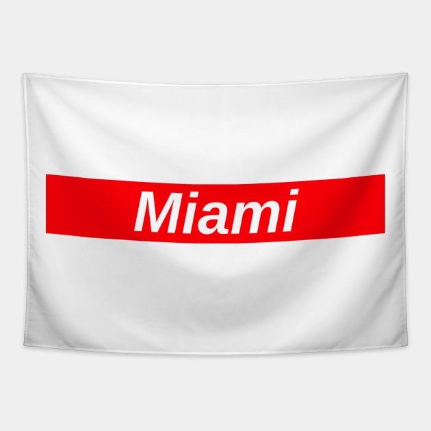 Miami // Red Box Logo Tapestry by FlexxxApparel