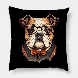 Hipster Bulldog Pillow