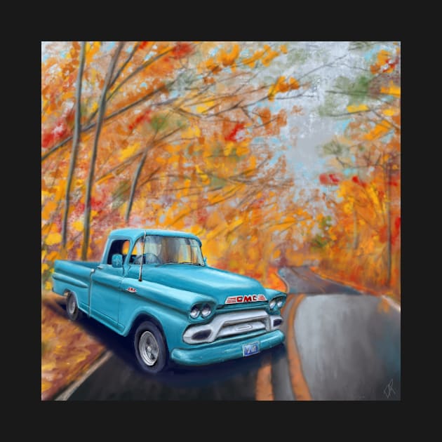 Vintage Blue Pickup in Autumn by missdebi27
