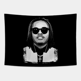 Gunna Pop Art Halftone Black and White Tapestry