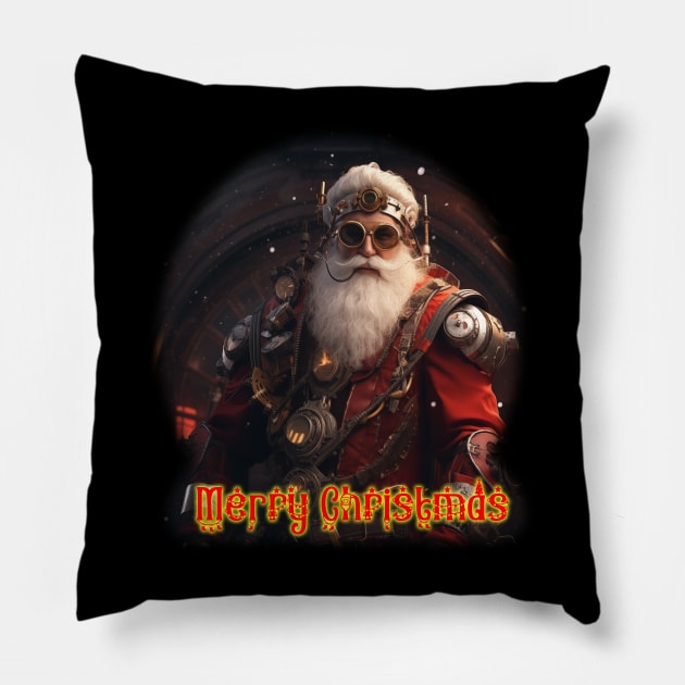 Merry Steampunk Christmas Pillow by From the fringe to the Cringe