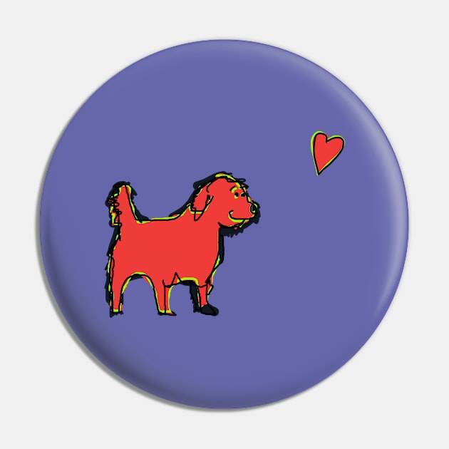 Valentines Day Cute Dog Found Red Heart Pin by ellenhenryart