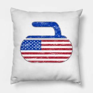 American Flag Curling USA Stars and Stripes Curling Stone Pillow