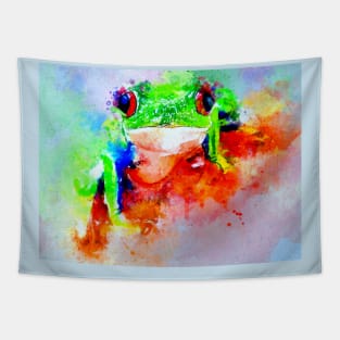 Watercolor Red Eyed Tree Frog Tapestry