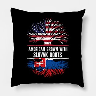 American Grown with Slovak Roots USA Flag Pillow