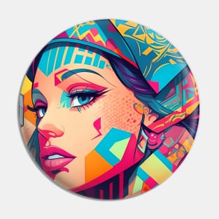 Woman In Urban WallStyle - AI Art Pin