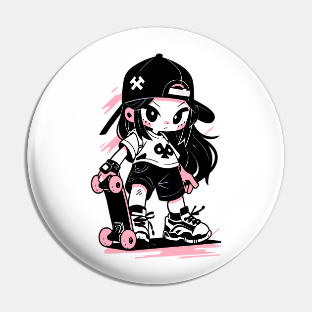 Skater Girl. For Skateboard Lovers. - Skater Girl - Pin