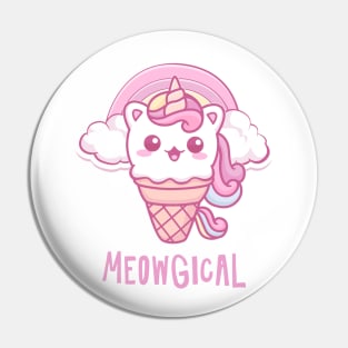 Cute Caticorn Meowtical in icecream Unicorn girl Pin