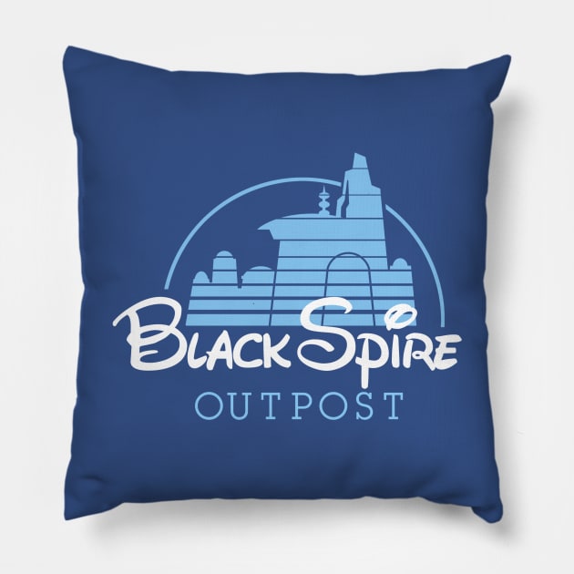 Black Spire Outpost Pillow by artnessbyjustinbrown