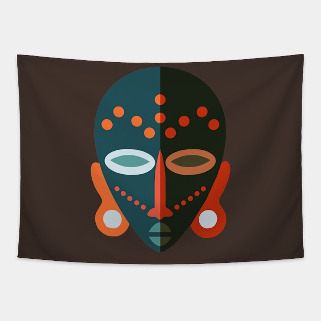 AFRICAN TRIBAL MASK Tapestry by ReignGFX