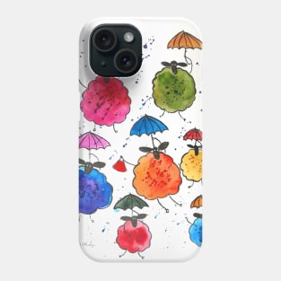 Quirky sheep and their umbrellas Phone Case