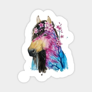 Horse pink flowers Magnet