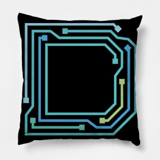 Alphabet D Circuit Typography Design Pillow