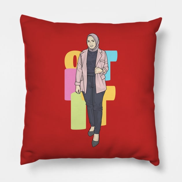 Girl In Office Oufit Pillow by crissbahari