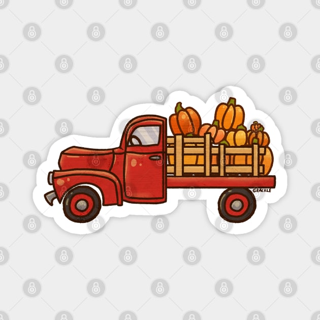 Pickup A Pumpkin! (Red Version) Magnet by Jan Grackle