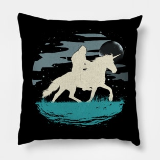 Retro Bigfoot Riding Unicorn Pillow