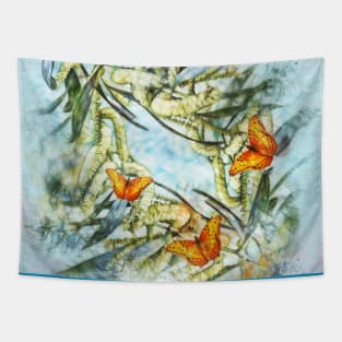 beautiful painted butterflies on wattle Tapestry