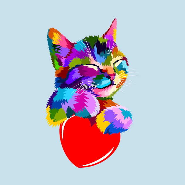 Kitty Cat Holding a Heart | Cute | Magical | Unicorn | Gift by MerchMadness