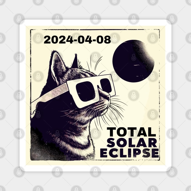 Funny Cat Total solar eclipse 2024 Magnet by TomFrontierArt