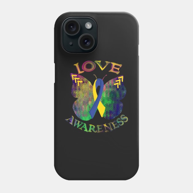 Down Syndrome Ribbon Awareness Support Lucky 3 Arrows Butterfly Gifts Phone Case by tamdevo1