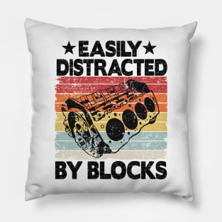 Easily Distracted By Blocks Funny Mechanic Pillow