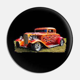 Flaming Classic Hot Rod Custom Car Vintage Retro Classic Car Pin