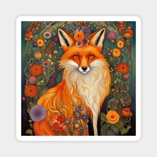 Foxy With Flowers in the Garden Magnet