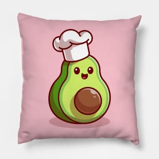 Cute Avocado Chef Cartoon Pillow