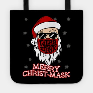 Christmas 2020 Santa with Face Mask Quarantine Funny Tote