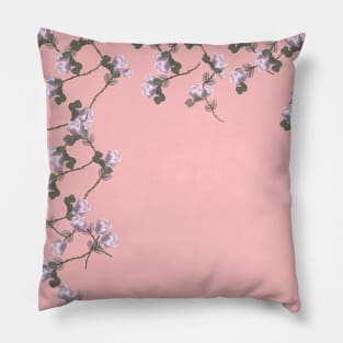 Roses Collage, pink, purple, floral, flowers, leaves, botanical, pattern, decor, art, TeePublic Pillow