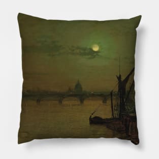 Waterloo Bridge, London, Looking East by John Atkinson Grimshaw Pillow