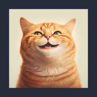 Realistic illustration of cute red haired cat smiling at the camera T-Shirt