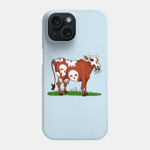 Scary Dairy Cow Skull Vegan Phone Case by House_Of_HaHa