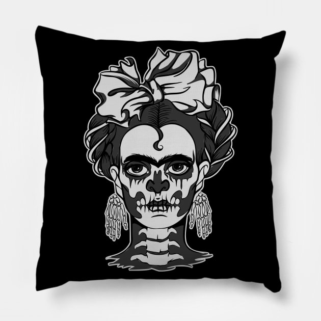 Frida - Calavera - Day of the dead - mexican design Pillow by verde