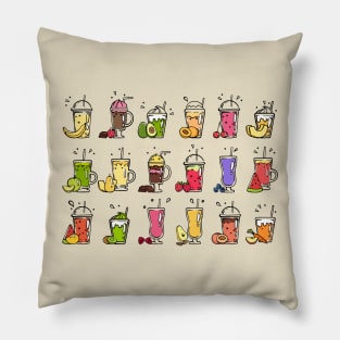 Smoothie Hand Drawn Fruits Pillow