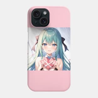 A girl holding a box in the shape of a heart Phone Case