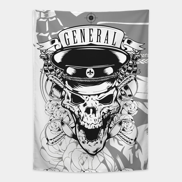 Black on white skull general illustration Tapestry by slluks_shop