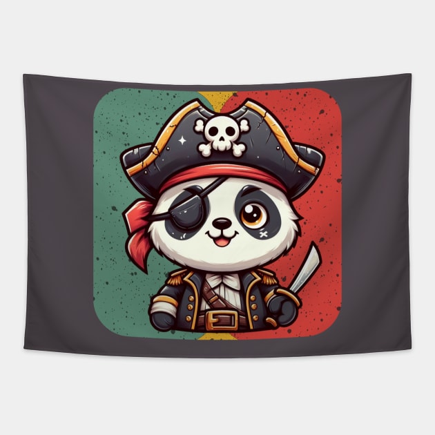 Panda pirate Tapestry by Curou Prints