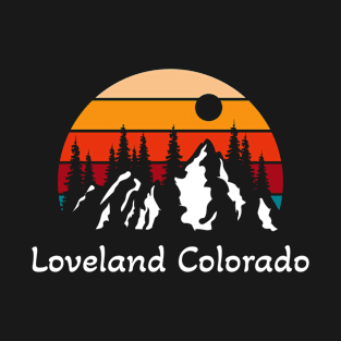 Retro Loveland Colorado Sunset and Mountains T-Shirt