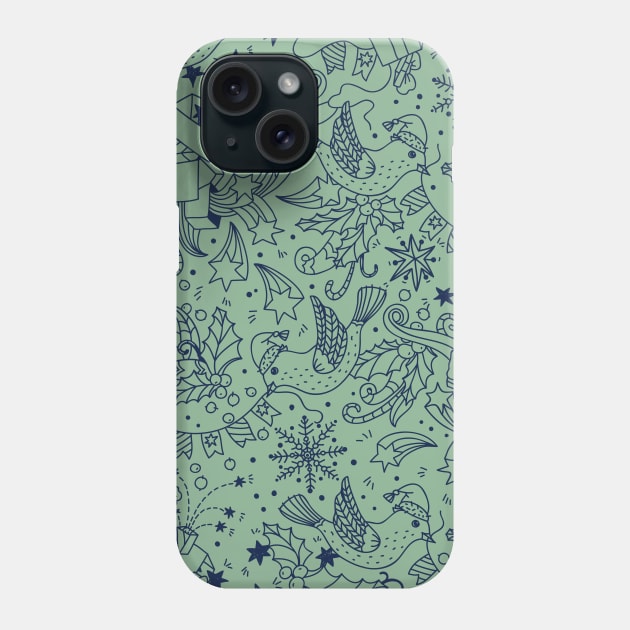 Cute Holiday Patterns with Stars, Present, Snowflakes, Christmas Tree. Christmas Pattern Phone Case by Zen Cosmos Official