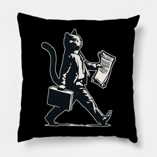 Busy cat on the way to work Pillow