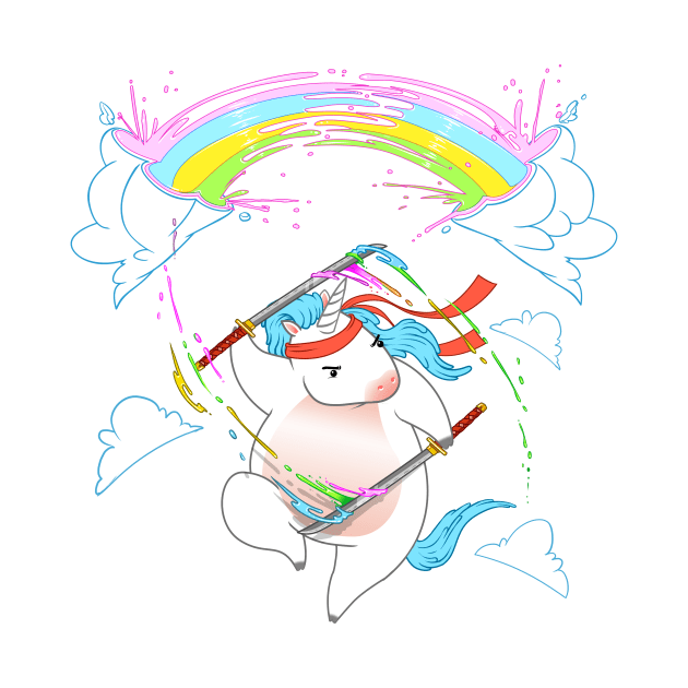 Rainbow Ninja Unicorn by andremuller.art