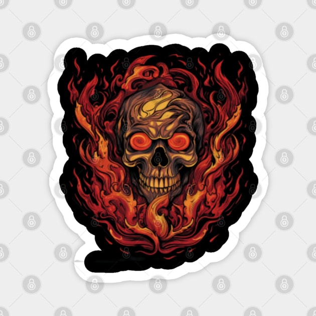 skull and fire, gift present ideas Magnet by Pattyld