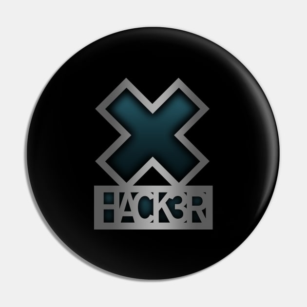 X-hacker Logo (vertical) Pin by scallywag