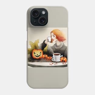 Drinking Coffee Halloween Autumn Moods Phone Case