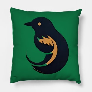 Stylized Bird Emblem Pillow