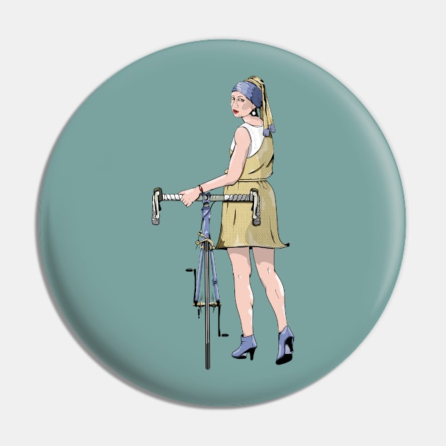 Girl with a pearl earing road bike Pin by mailboxdisco